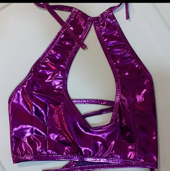 Gold Liquid Latex Bra Lingerie Top EDC Festival Rave Extra Small - Picture 5 of 6